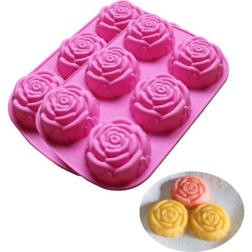 Silicon Rose Candles Soap Molds Cake Chocolate Candy Jelly Mould 6 Cavities Resin Designer DIY Concrete Fondant Clay Molds