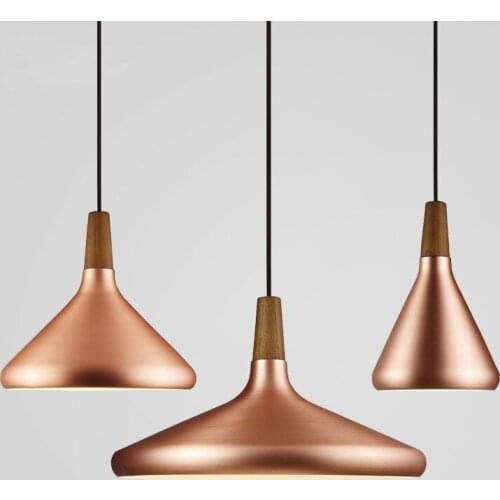Nordic Wooden Pendant Lights Modern Led Pendant Lamps Copper Hanglamp Aluminum Luminaria For Living Room Kitchen Light Fixtures