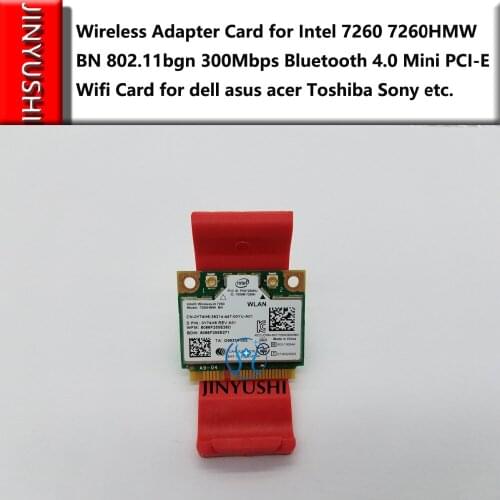 Brand new Wireless net Card for Intel 7260 7260HMW BN 802.11bgn 300Mbps Bluetooth 4.0 Mini PCIe Wifi Card for dell asus acer etc
