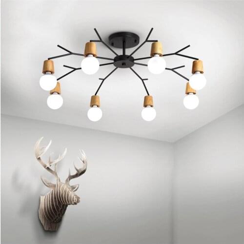 Modern Simple Wood LED Ceiling Chandeliers Light Creative Branching Living room Bedroom Pendant Lamp Home Hanging Light Fixtures