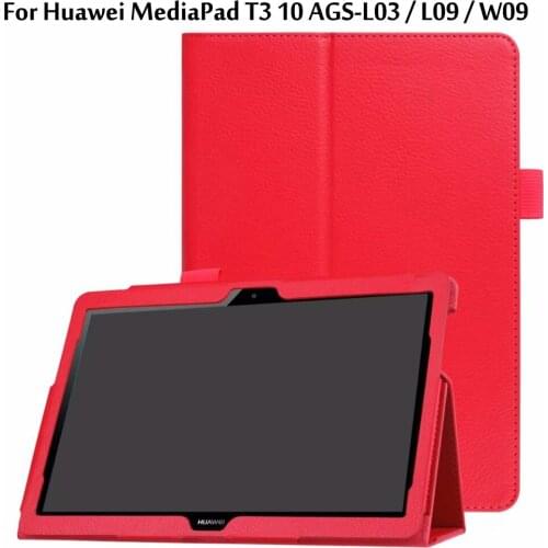 Ultra Thin Litchi Stand Protector Sleeve Case Skin Cover For Huawei MediaPad T3 10 AGS-L09 AGS-W09 AGS-L03 9.6 inch Tablet Funda