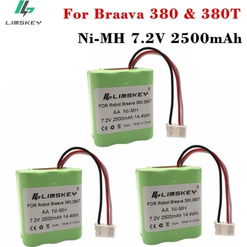 High Quality 3PCS 7.2Volt New 2.5Ah 2500mAh Ni-MH 7.2V Rechargeable Battery for iRobot Roomba Braava 380 380T