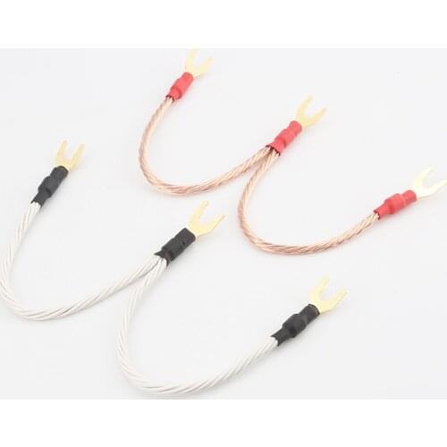 High Quality Audiocrast 8TC 2pices twist High Purity Hifi Speaker Jump cable bridge cable 1spade to 2spade Jump speaker cable