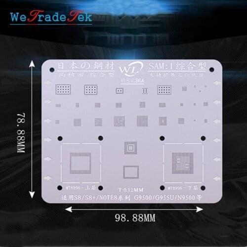 WL For Samsung S6 S6+ S8 S8+ S7 S9 S9+ Note C7 J3 J5 A5 0.12mm Thickness BGA Reballing Stencil Kit Tin Mesh Solder Template