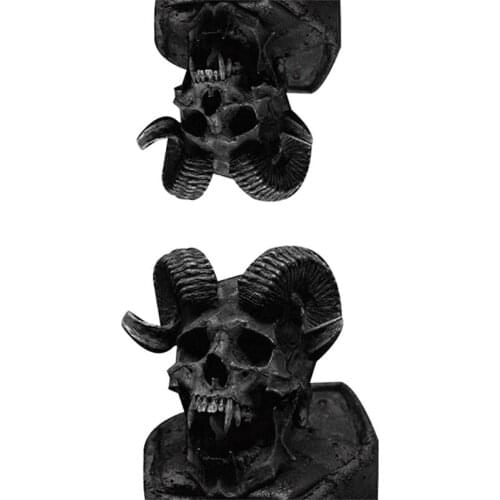 2pcs Punk Satan Goat Skull Stainless Steel Locomotive Ring Fashionable MenS Gothic Skull Personality - 8 & 13