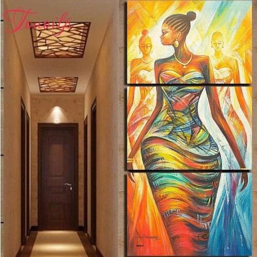 3pcs Diamond embroidery 5d African woman 5d Diamond painting cross stitch 5D Square/Round diamond Mosaic Rhinestone Home Decor