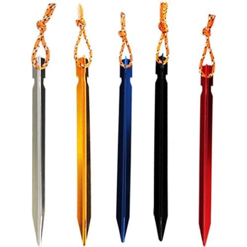 40%HOT 7 Inches Aluminium Alloy Tent Stakes Pegs with Reflective Rope Outdoors Tool