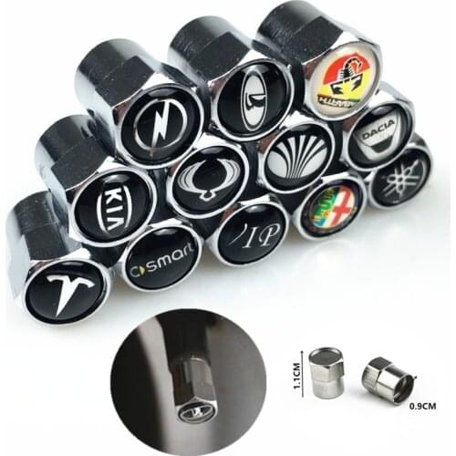4X Metal Car Wheel Tire Valve Caps Stem case For Kia Ford Nissan Opel Lada Skoda Hyundai Audi Bmw Renault Alfa Romeo Car styling