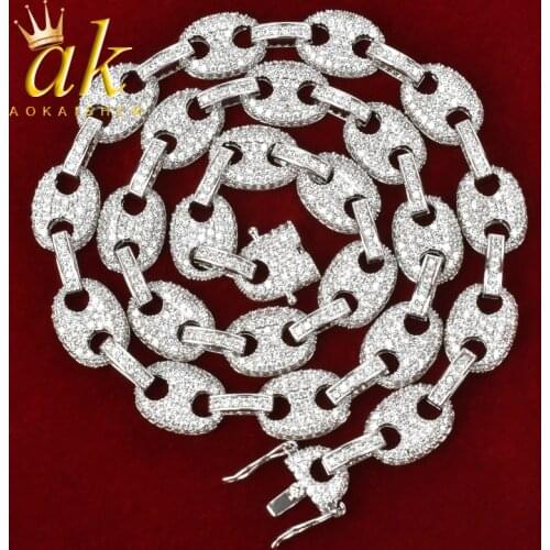 12MM Gold Color Cuban Link Necklace Bling Mens Hip hop Jewelry Copper Iced Out Zircon Cuban Chain 18" For Gift