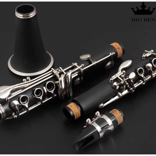 Bakelite 17 key Bb clarinet 2 tube B flat clarinet free clarinet bag test beginner children adult drop B clarinet