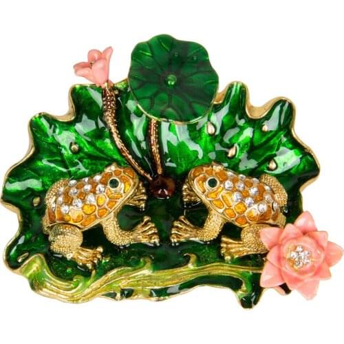 FLETCHER Brand Metal Craft Lotus Leaf Frog for Wedding Decoration