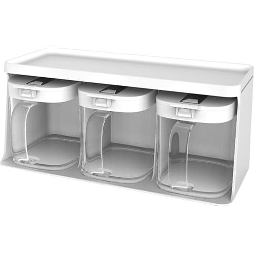 Household Salt Sugar And MSG Storage Box Moisture-proof Salt-filled Combination Salt Shaker Kitchen Seasoning Jar Supplies