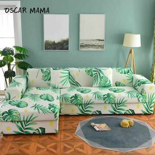 Modern Green Leaves Nordic Tropical Covers Couch Lounge Extensible 1 2 3 4 Seater Fundas Sofas Con Lounger Design Armchair Case