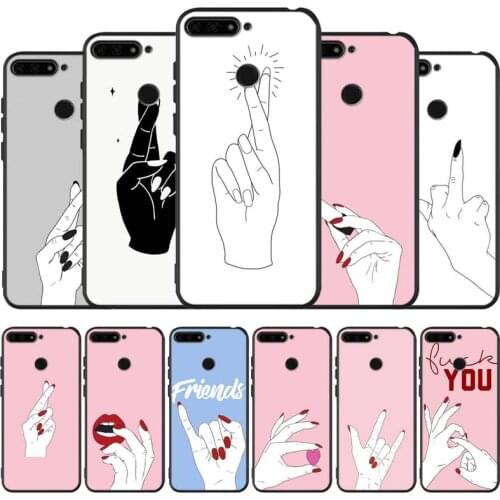 Confession gesture black Silicone Phone Case For honor 30 20 Pro 8 8X 9 10 20 Lite Mate 10 20 30 Lite Pro cover