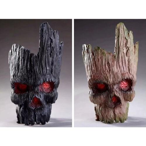 Marvel Guardians of The Galaxy Skull Tree Flowerpot Pen Pot PVC Figure Model Toys Gift for Office