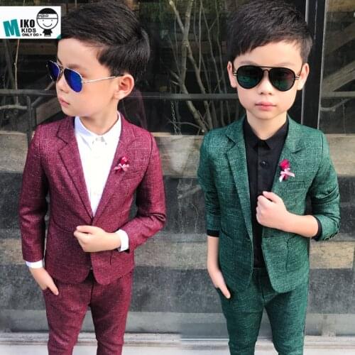 Child Blazer Suit slim Boy Costume Gentle Quality Plaid Jacket pant shirt 3 parts School Boys Suit for party Age 2-10Years