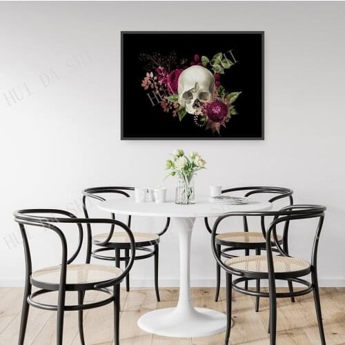 Purple Floral Skull Fashion Girls Bedroom Wall Art Print Poster or Canvas Artwork