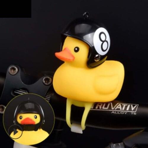 Bicycle Handlebar Bell Cartoon Yellow Silicone Little Duck Helmet Head Light MTB Road Bike Duck Head Light Shining Bells BC0038