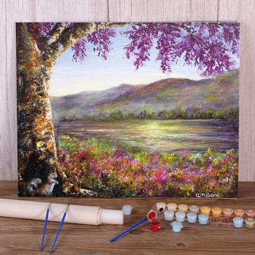 Natural Scenery Colours Of Spring Painting By Numbers Set Oil Paints 50*70 Painting On Canvas Home Decor For Wholesale