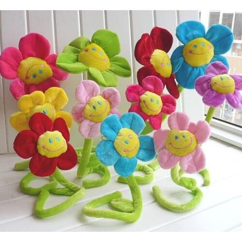 Colourful sunflowers Plush toy about 30cm flowers home decoration, one lot/ 20 pieces toys gift 0756