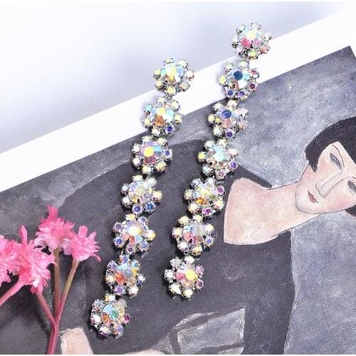 Colorful Rhinestone Earrings, Womens Ear Line Jewelry, Fashion Stud Piercing, All-Match New Crystal Accessories CORUIXI E18366