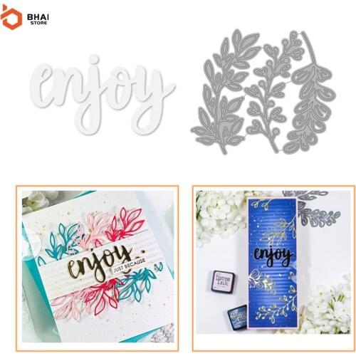 Enjoy and Leaf Metal Cutting Dies Stencil DIY Cards Stencils Photo Album Embossing Paper Making Scrapbooking Knife Mold 2021 New