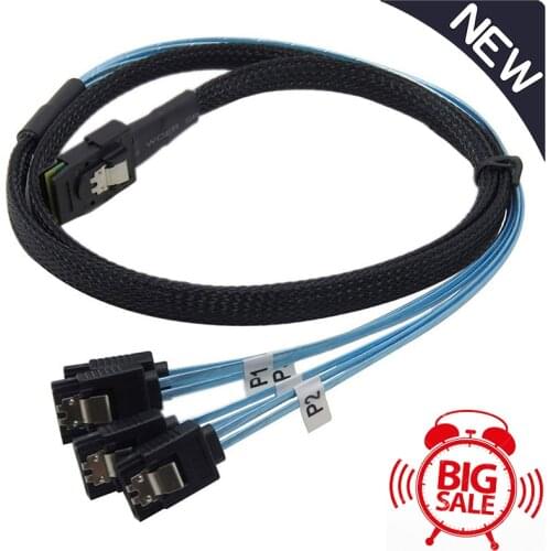 Mini Solid State Drive Data Cable SAS SFF-8087 To 4SATA SAS 36P To 4SATA3.0 Straight Head For Bitcoin BTC Chia Mining