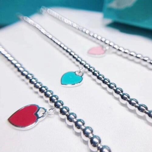 Fashion Stainless Steel Bracelet For Women Charm Bead Heart-Shaped Bracelet Beads Ladies Gifts Women Jewelry Bracelet Gift Party