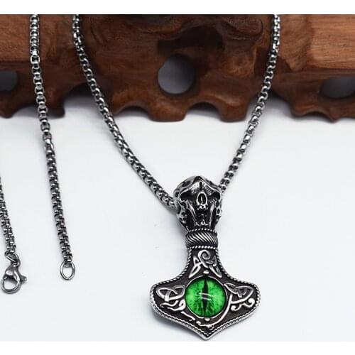 Thor Hammer Mjolnir Thor Viking Amulet Pendant Necklace Men Stainless Steel Chain Necklace Scandinavian Jewelry