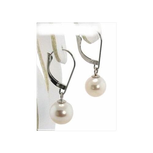 New Favorite Pearl Store AAA 8-8.5mm White Akoya Pearl Dangle Earring 14k White Gold Leverbacks Hook Fine Jewelry Lady Gift