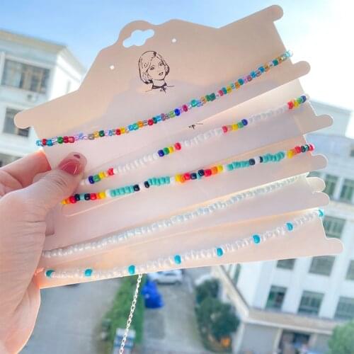 KISS WIFE Simple Seed Beads Strand Necklace For Women String Beaded Short Choker Necklace Jewelry Chokers Necklaces 2021 Trend