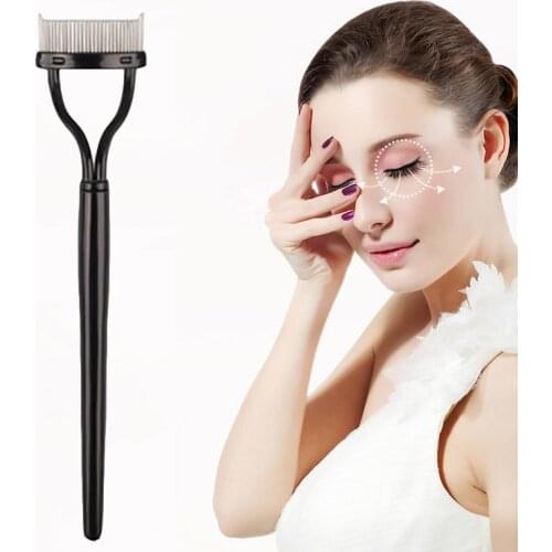 Stainless Steel Eyelash Comb Mascara Applicator Brush Eye Makeup Tools Curved Steel Brush Steel Needle Brush Eyelash Shaper