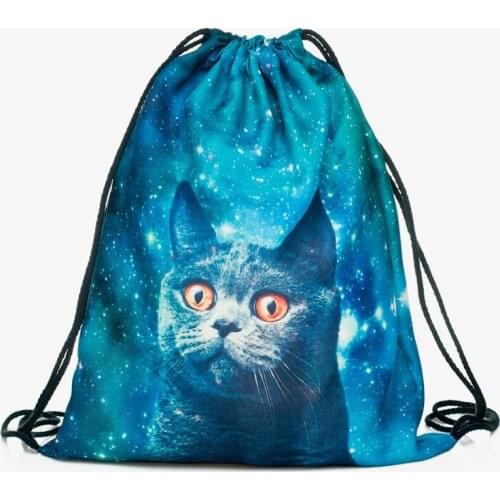 Backpack Drawstring Bag 3D Printing cat Women men daily Casual Mochila knapsack Feminina bundle pocket rope Document bags new