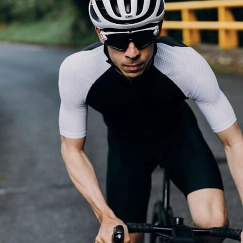 Super light Black cycling jersey with gel pad bib shorts suit MTB Breathing ride shirt White air mesh short sleeve and side