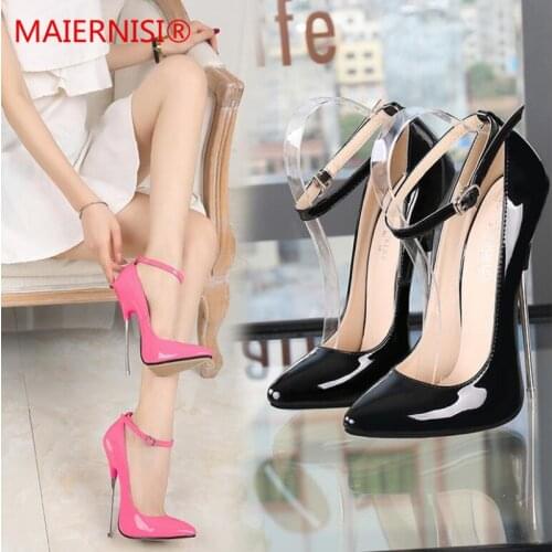Brand Shoes Woman High Heels Ladies Shoes metal 16CM Heels Pumps Women Shoes High Heels Sexy Black RED Wedding Shoes Stiletto