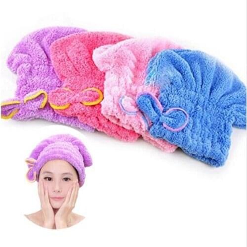 New arrival Womens Girls Ladys Textile Microfiber Hair Turban Quickly Dry Hair Hat Bathing Tool for bathroom accessories