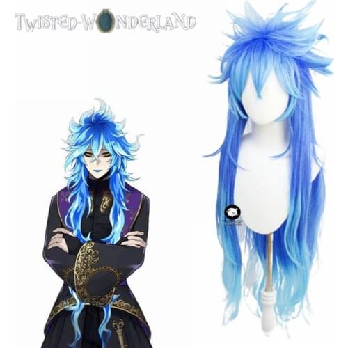 Twisted Wonderland Idia Shroud Blue Mixed Color Long Cosplay Heat Resistant Synthetic Hair Halloween Carnival + Free Wig Cap