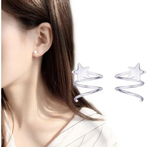 925 Sterling Silver Star Heart Charm Stud Earrings For Women Wedding Jewelry Prevent Allergy boucle d'oreille pendientes eh1222