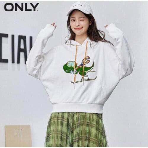 ONLY spring new short drawstring hooded cute printed sweater women | 12049S019
