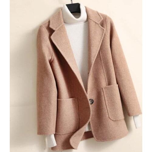 Autumn Winter New Women Double-sided Cashmere Woolen Coat 2020 Fashion Soft Single-breasted Female Overcoat Casaco Feminino M277