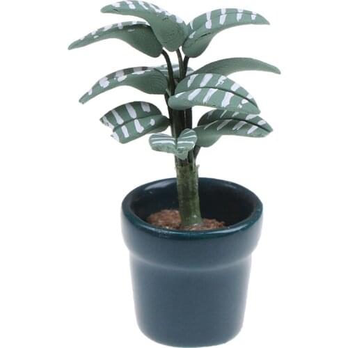 1/12 Plant in Pot Dollhouse Miniature Garden Accessory Kitchen Toys Doll House Decoration Classic Pretend Toy for Kid