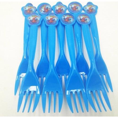 10pcs Spiderman Party Supplies Kids Disposable Plastic Forks Childrens Spiderman Party Decoration Birthday Party Favors Holiday