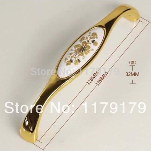 10 pcs 128mm lot free shipping European style 24K gold high quality cabinet drawer wardrobe pull furniture handle pulls