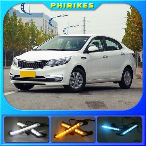 2Pcs For KIA RIO K2 2015 2016 Super Bright Car Styling DRL Daytime Running Light Fog Lamp Modification Turn Signals
