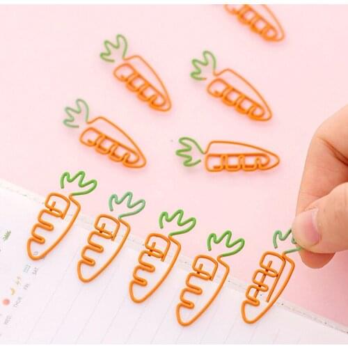 50pcs/lot Cute Carrot style Clips Metal Material Memo Clip for book School Party Supplies Gift for Kids