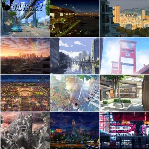 Architectural Landscape 5D Diy Diamond Painting Cross Stitch Animation Mosaic Handmade House Full Diamond Wall Decoration Gift