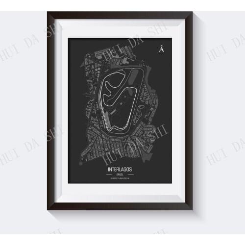 Interlagos Circuit, Brazilian Grand Prix. Formula 1 Race Track Poster