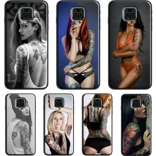 Sexy Sleeve Tattoo Girl For Xiaomi Redmi Note 10 7 8 9 Pro Note 8T 9S Soft Case For Redmi 9T 9A 9C K40 Pro Cover