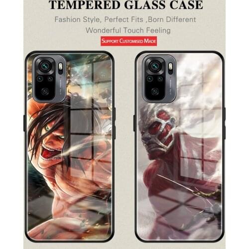 Anime Attack on Titan Tempered glass Case Anti-fall For Xiao mi 8 9 10 10Pro 11 Redmi Note9 9Pro 10 10Pro POCO X3