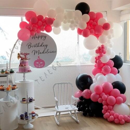 140Pcs Girl Happy Birthday Party Balloon Garland Decoration Gift Rose Red Black White Balls Lady Wedding Decorations Supplies